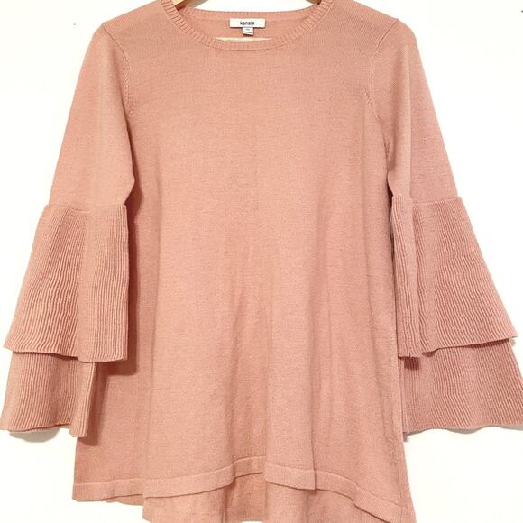 Kensie blush pink double bell sleeve sweater SZ M - Picture 1 of 7